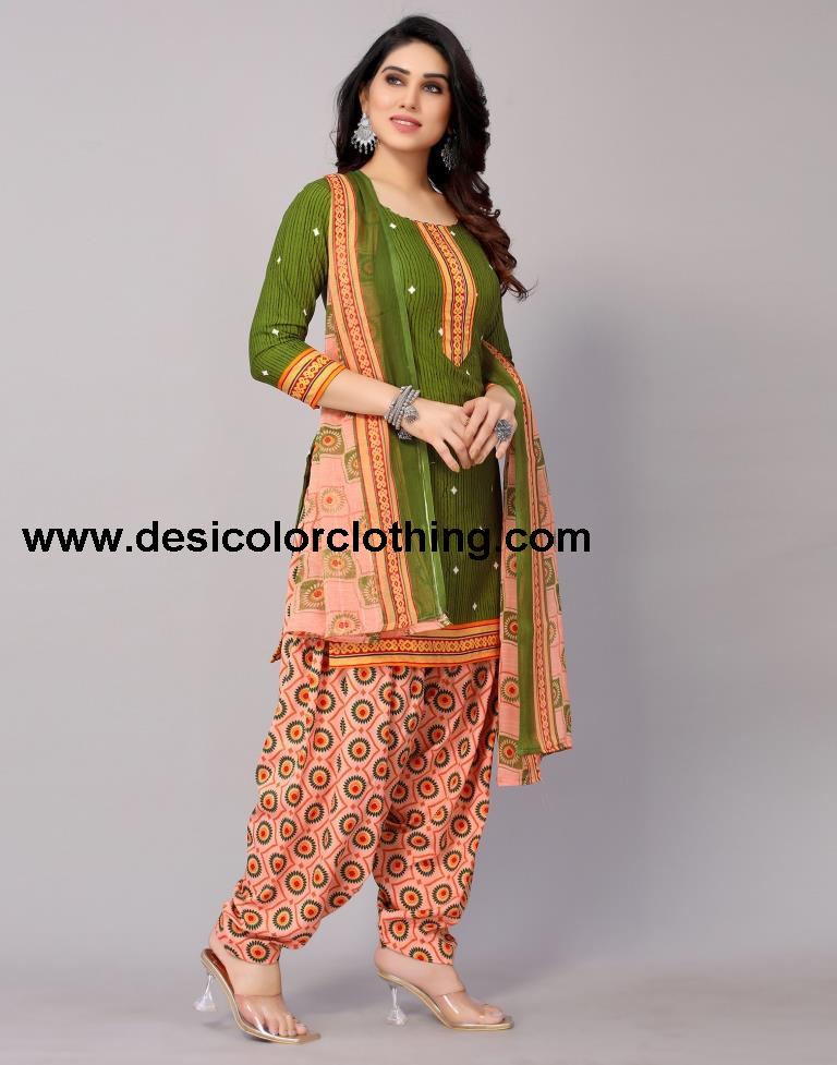 Printed Polyester Unstitched Salwar Suit Material