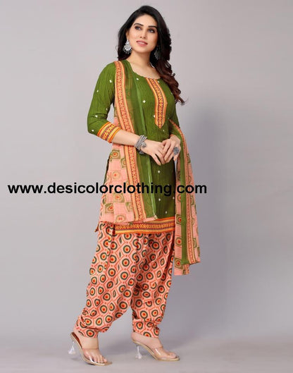 Printed Polyester Unstitched Salwar Suit Material