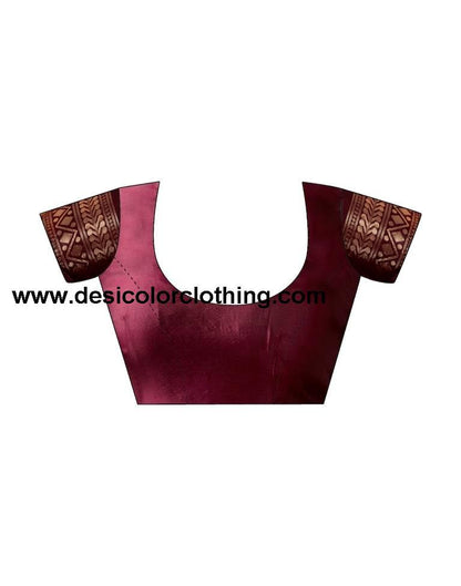 Dark Maroon Silk Plain Saree