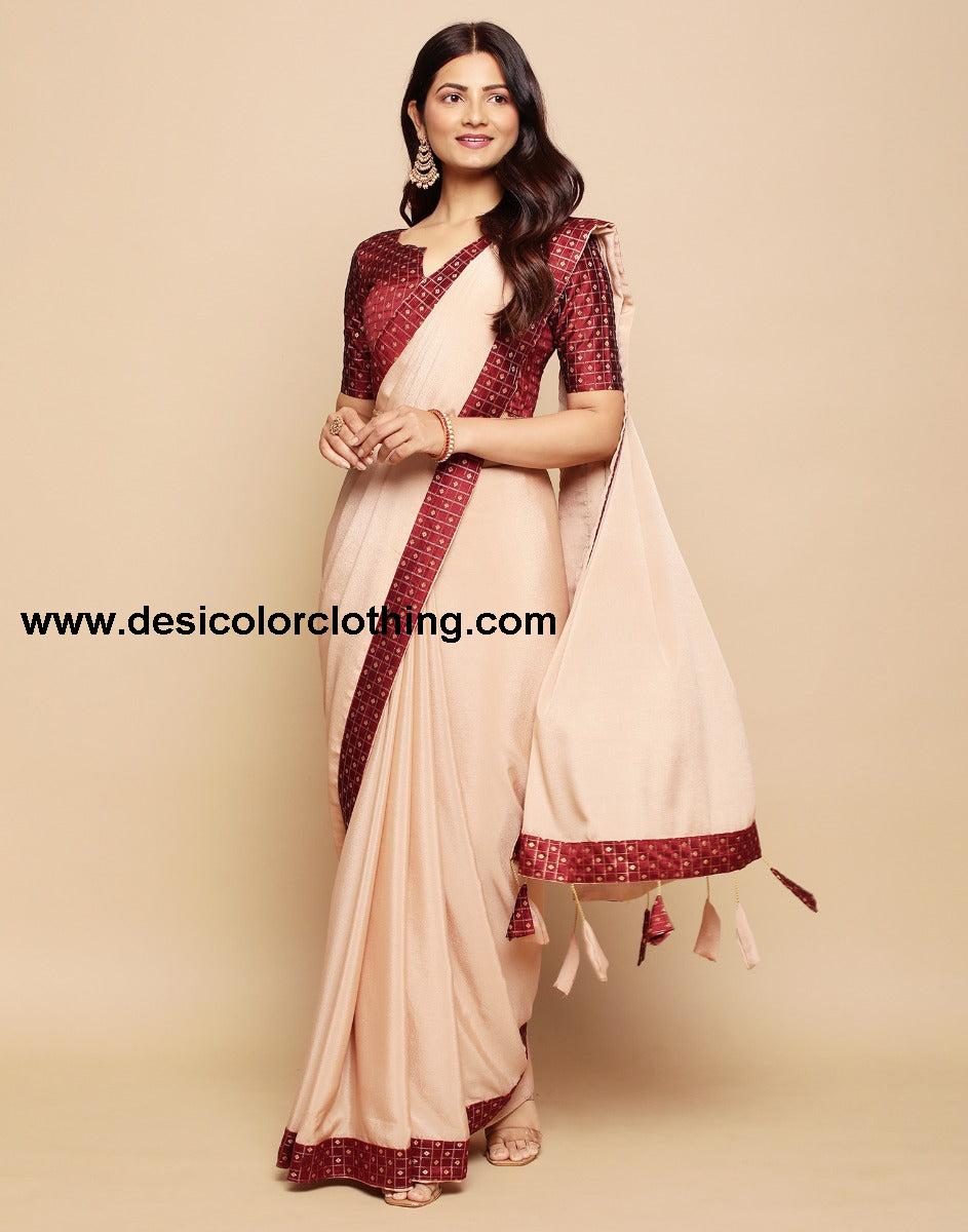 Beige Banarasi Chiffon Saree