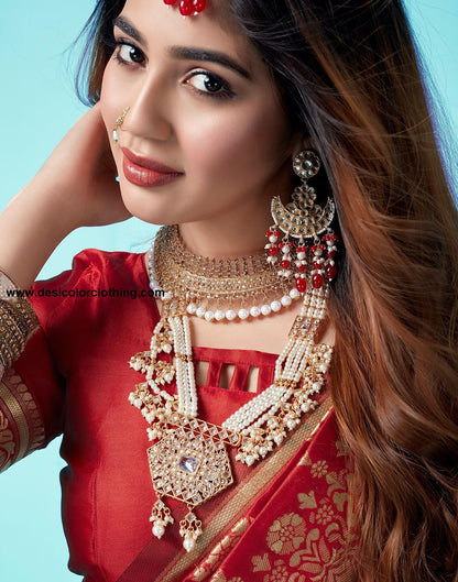 Red Jacquard Silk Saree