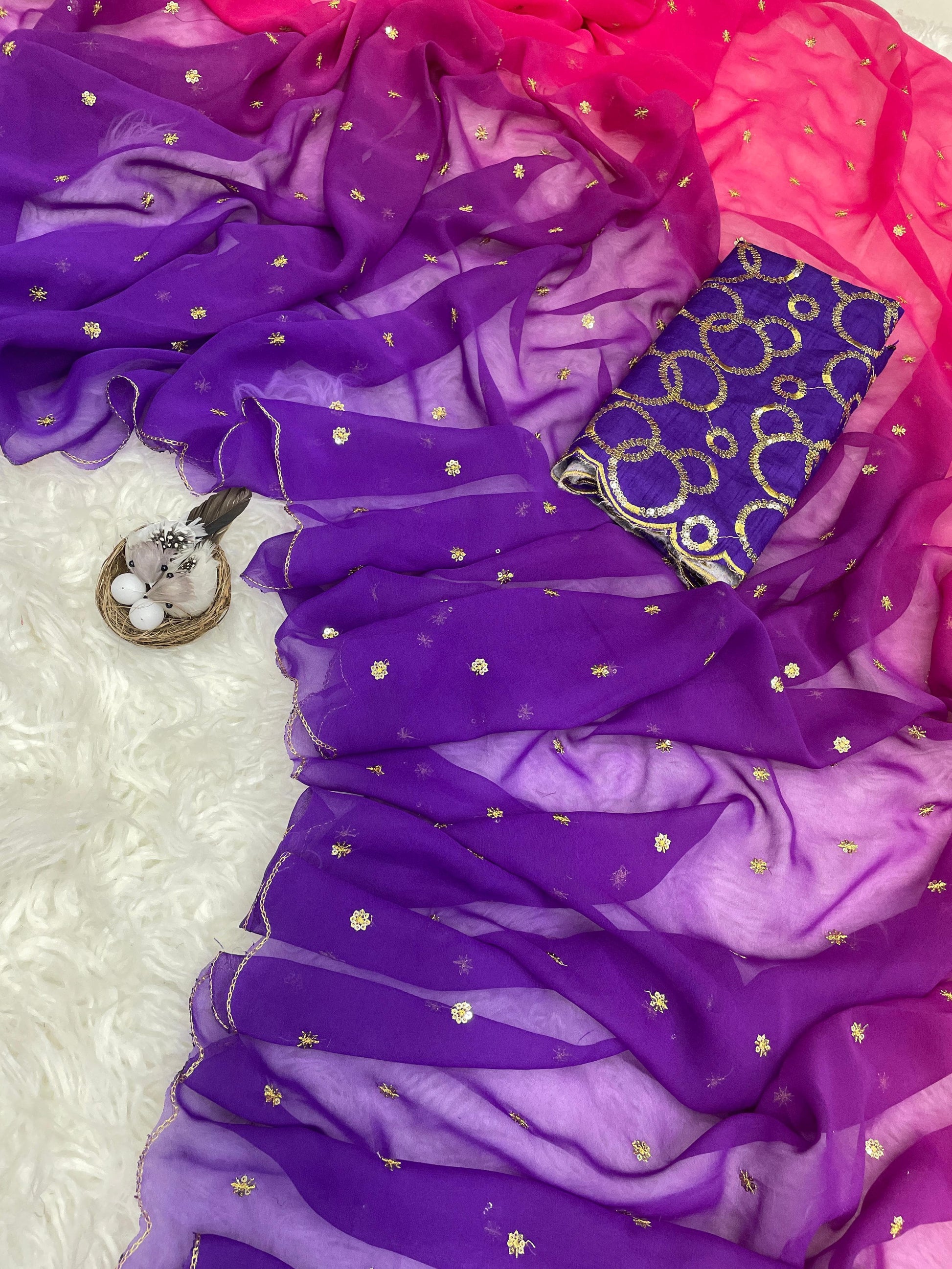 Product Image - Elegant Pure Georgette Designer Saree for Festive & Wedding Wear