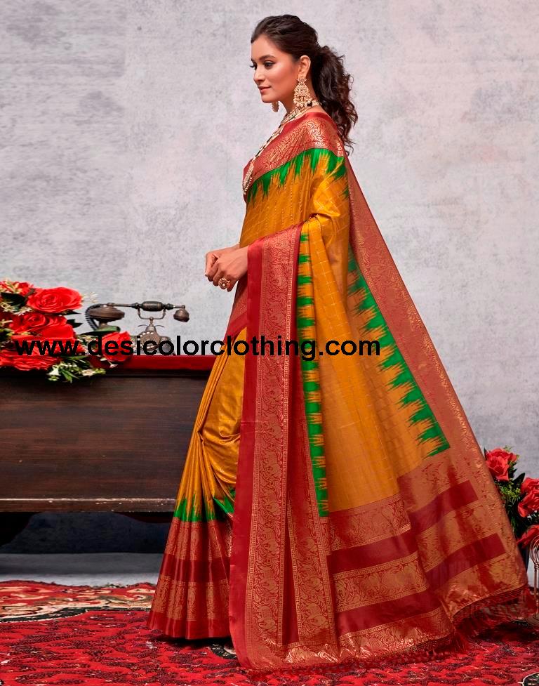 Red Silk Printed Saree