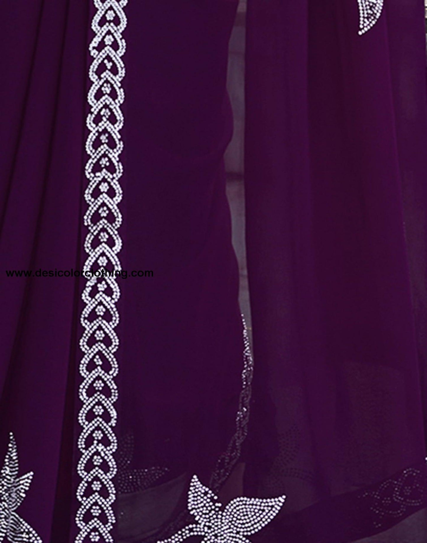 Purple Swarovski Georgette Stone Work Saree