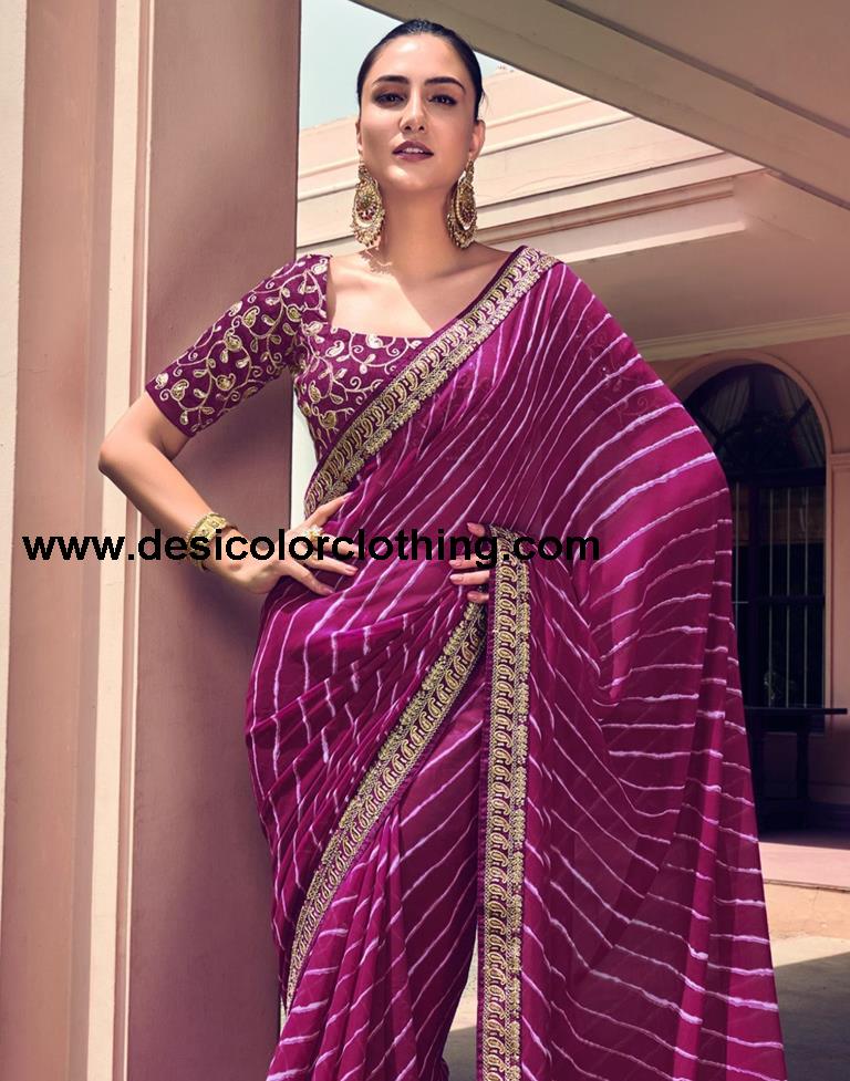 Purple Georgette Saree