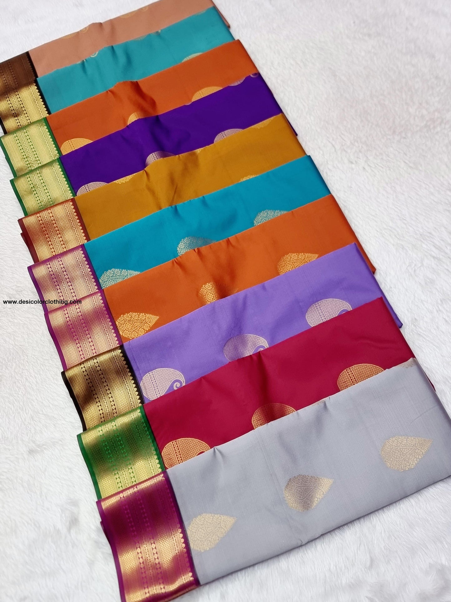 Kanchipuram Korvai Pattern Fancy Buttas Blended Silk Saree