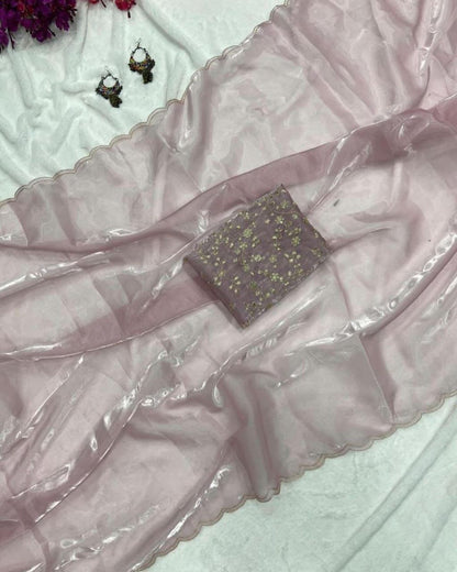 Product Image - Designer Jimichu Soft Saree with Aari Border and Sequins Work