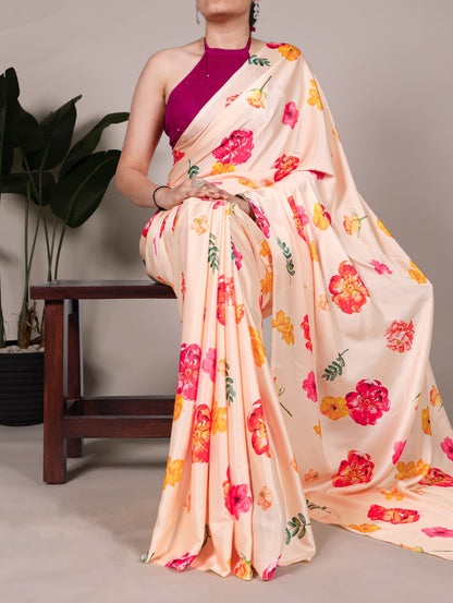 Product Image - Designer Satin Saree - Elegant Festive & Wedding Outfit