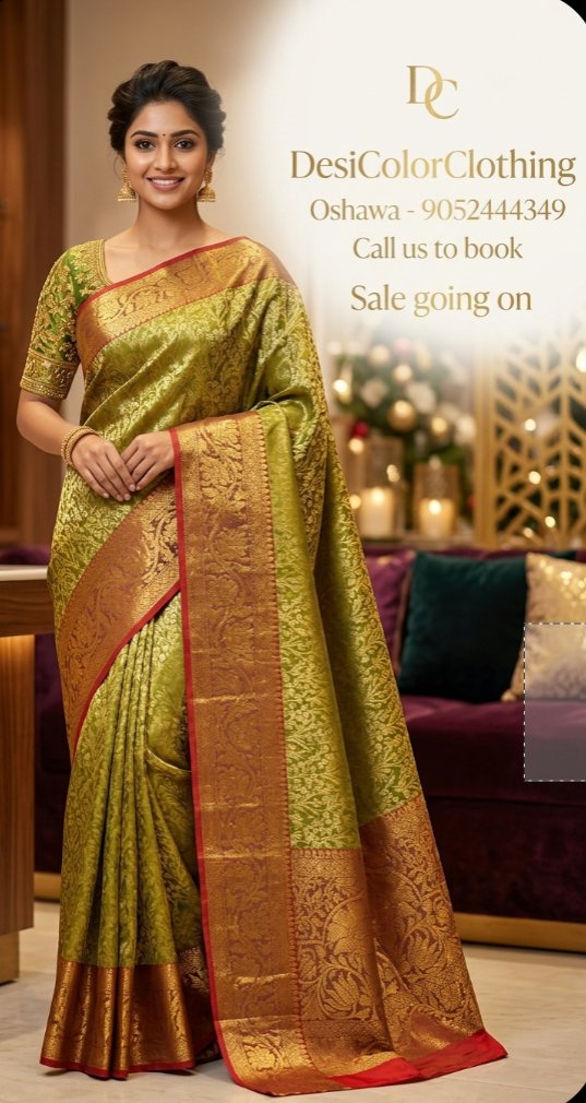 Product Image - Elegant Lite Green Kachipuram Silk Saree - 1
