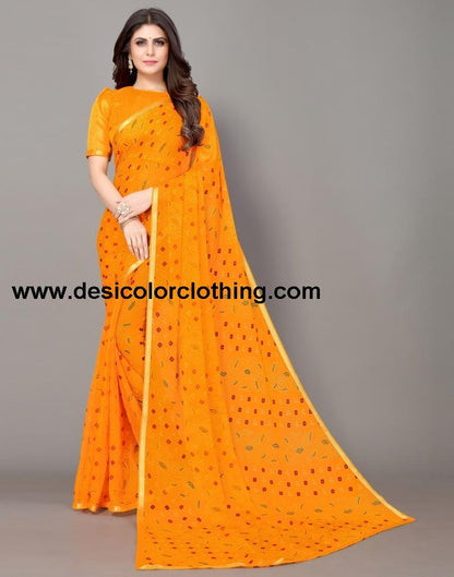 Yellow Bandhani Printed Saree