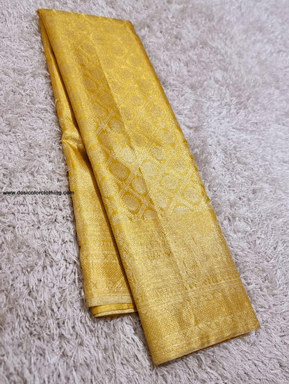 Kanchipuram 100% Pure Handwoven 1G Gold Tissue Bridal Silk Saree