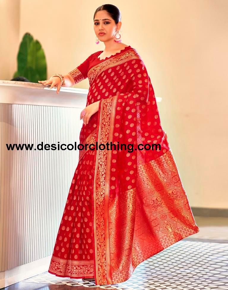 Red Silk Banarasi Saree
