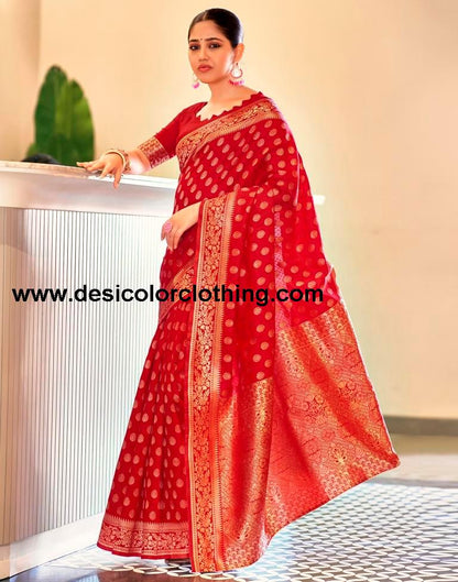 Red Silk Banarasi Saree