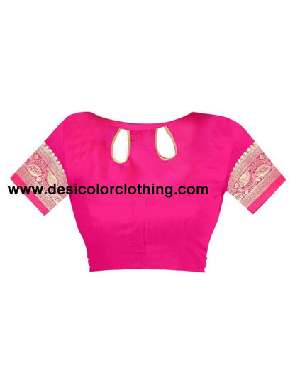 Rani Pink Jacquard Banarasi Silk Saree
