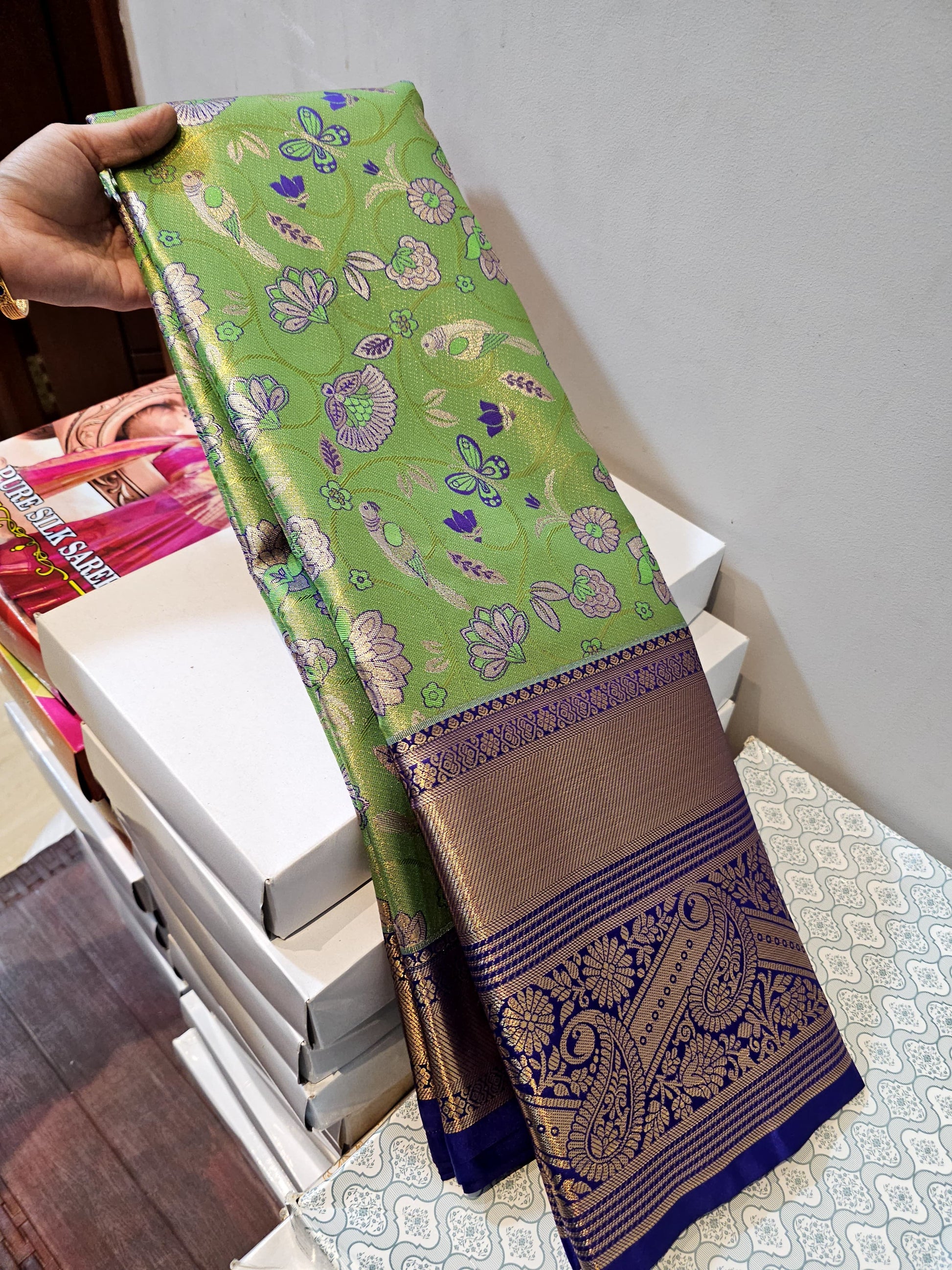 Product Image - Exquisite Semi-Silk Kanchipuram Designer Saree