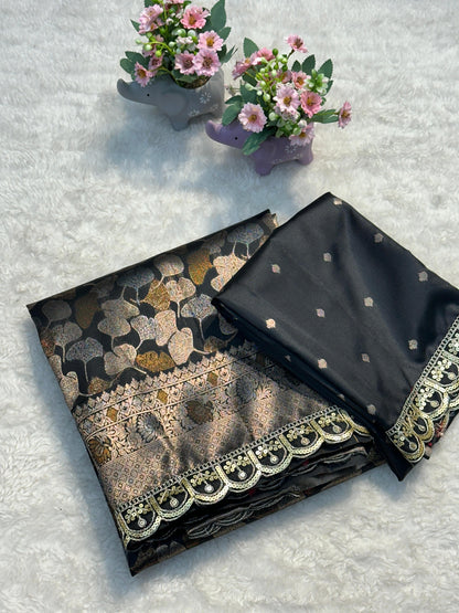 Product Image - Elegant Pure Soft Silk Saree with Embroidery
