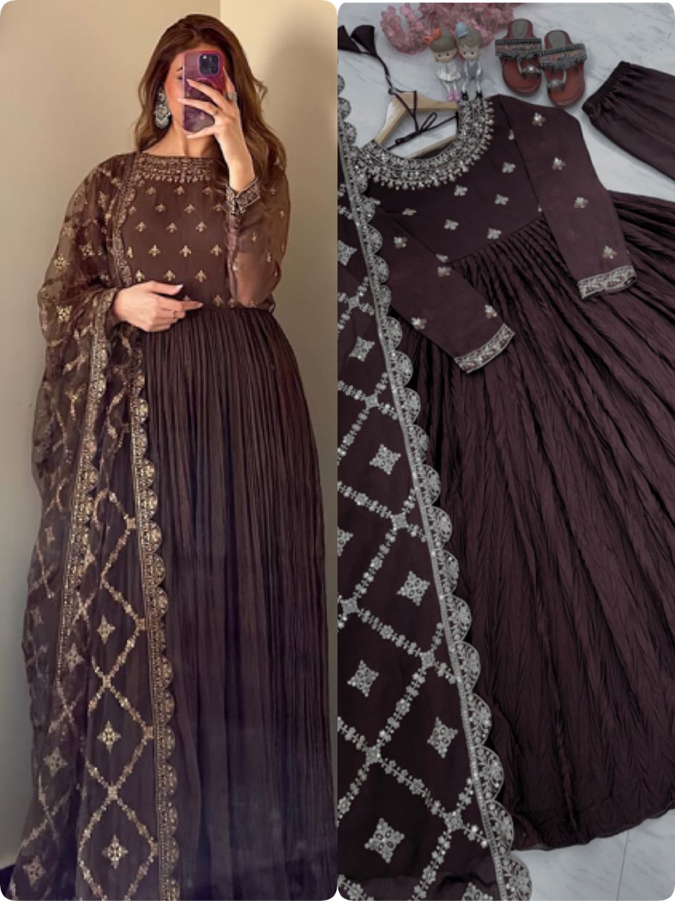 Product Image - Elegant Gown with Dupatta Collection 2024 - Ethnic and Festive Wear