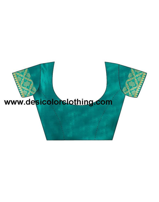 Teal Green Silk Woven Saree