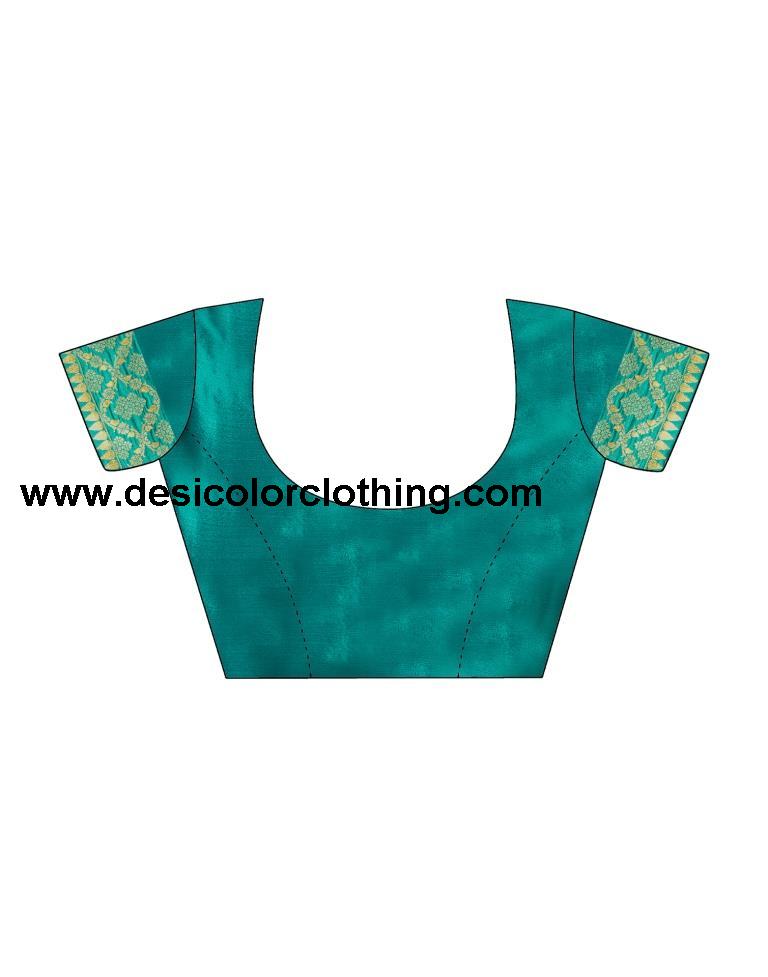 Teal Green Silk Woven Saree
