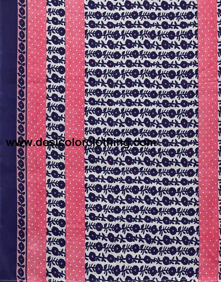 Pink Printed Cotton Unstitched Salwar Suit Material