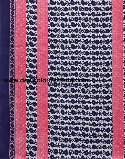 Pink Printed Cotton Unstitched Salwar Suit Material