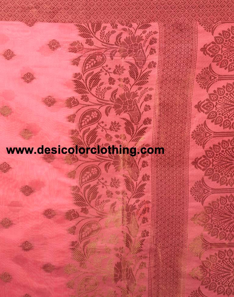Pink Silk Plain Saree