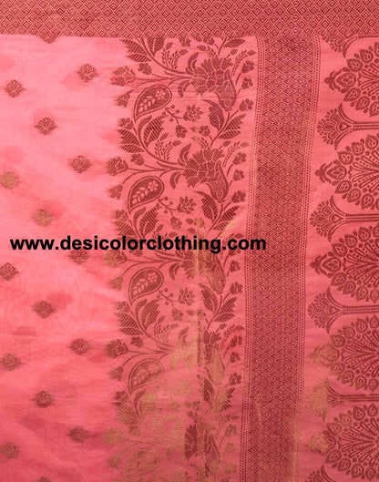 Pink Silk Plain Saree