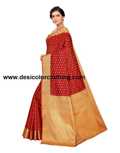 Red Coloured Poly Silk Jacquard Partywear saree