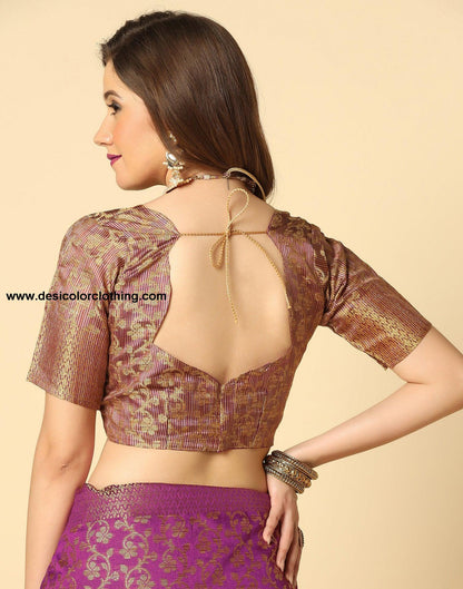Wine Banarasi Silk Saree