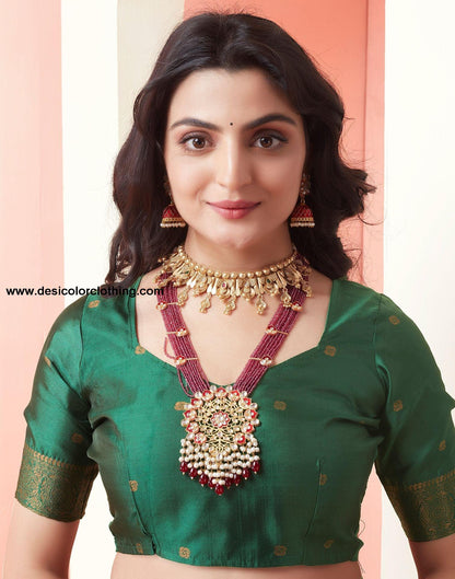 Dark Green Jacquard Silk Saree