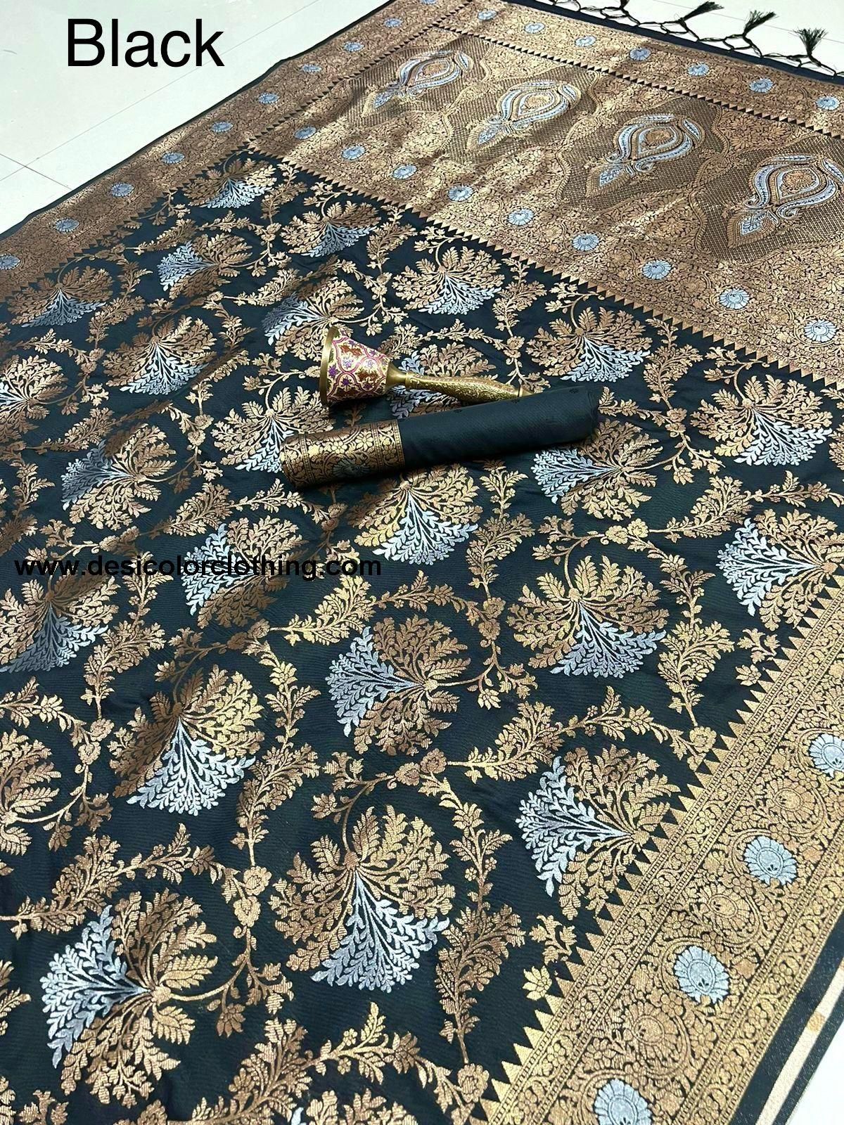 Pure Silk Saree with Minakari Work and Original Jari