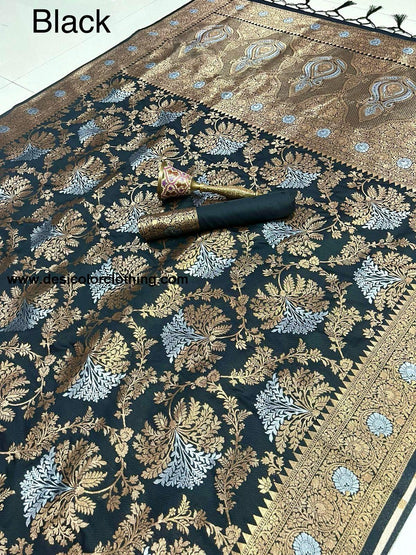 Pure Silk Saree with Minakari Work and Original Jari