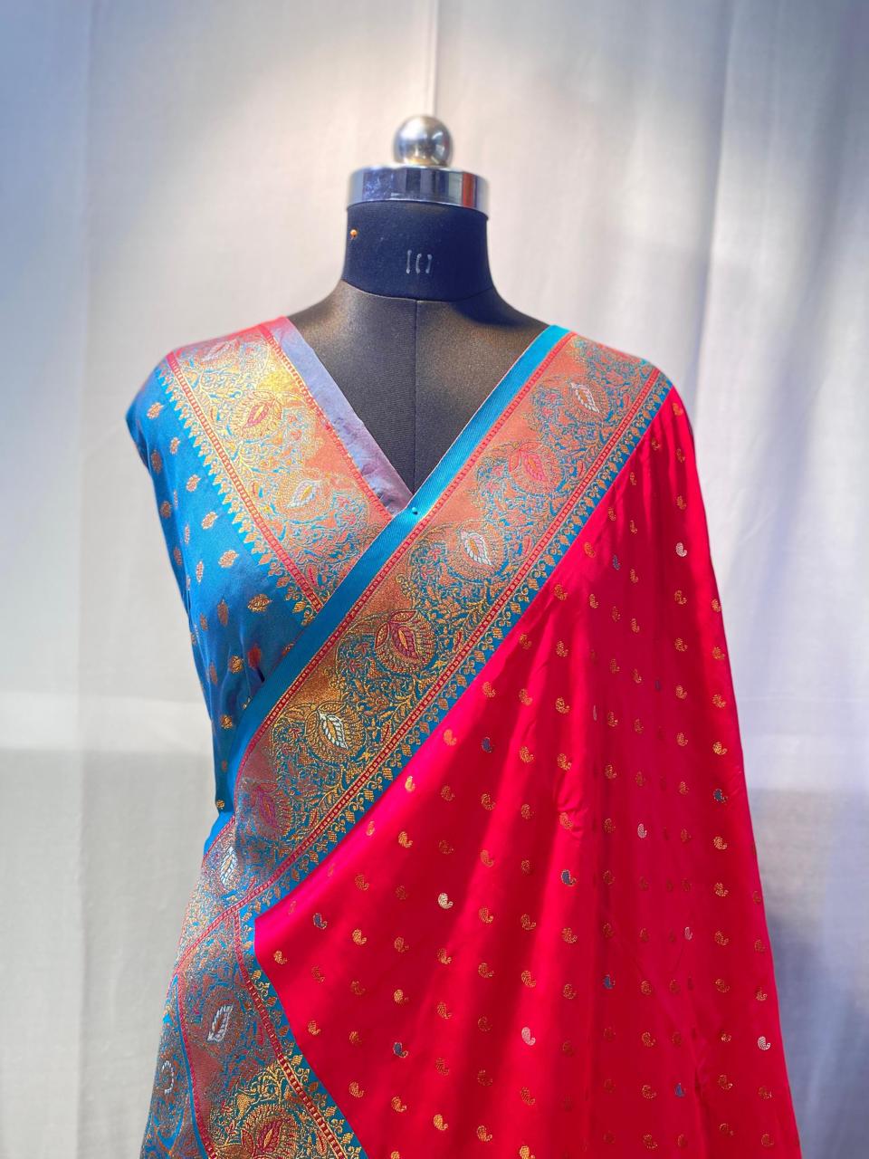 Product Image - Exquisite Pure Soft Paithani Silk Saree with Contrast Weaving Border