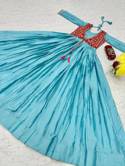 Product Image - Designer Bandhej Gown with Attached Shrug - Perfect Wedding & Festive Attire