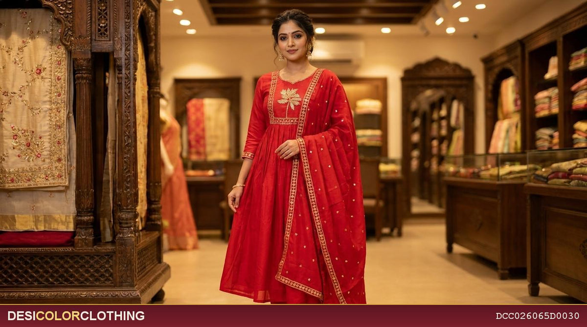 Product Image - Elegant Mal Chenderi Anarkali Suits for Weddings - 2