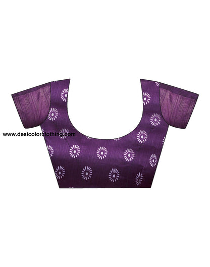 Deep Purple Cotton Printed Saree