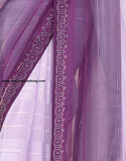 Purple Swarovski Georgette Stone Work Saree