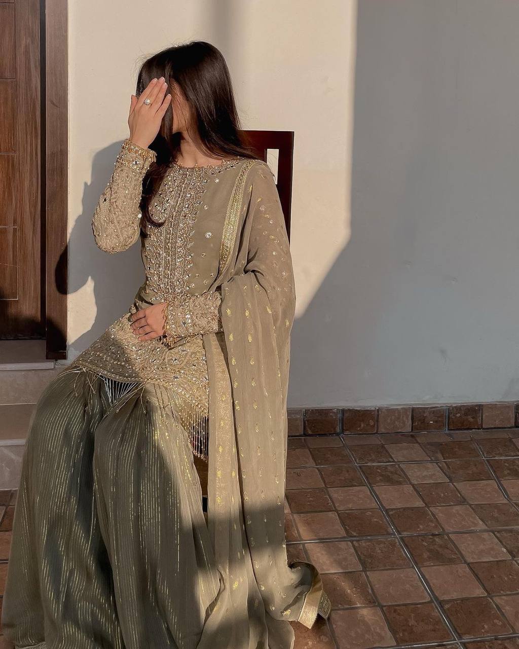 Product Image - Exclusive Designer Georgette Suit with Sequins