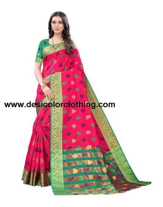 Pink Coloured Poly Silk Jacquard Partywear saree