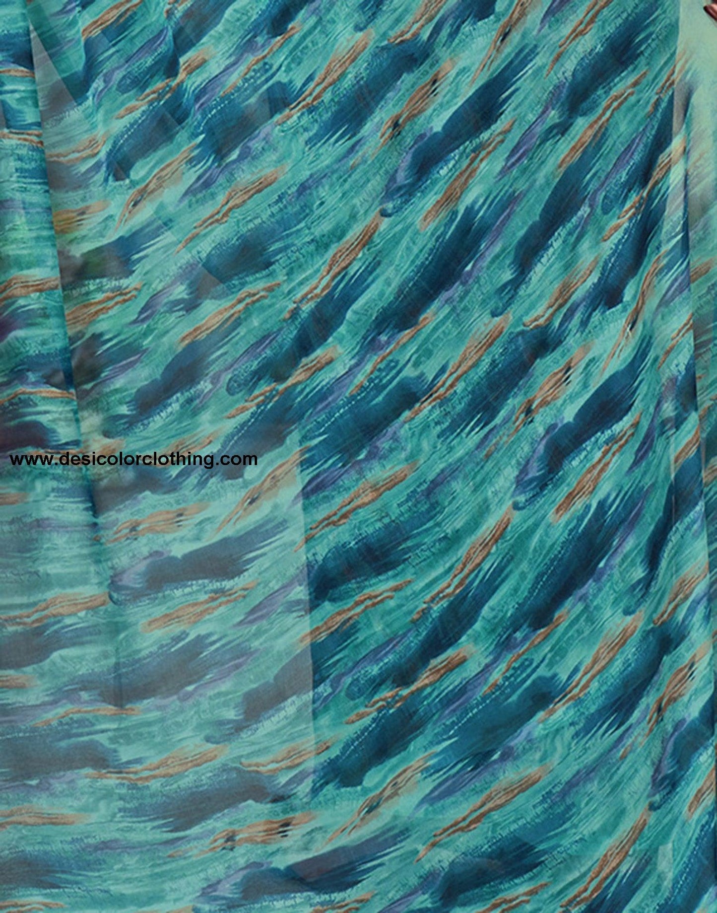 Turquoise Georgette Printed Saree