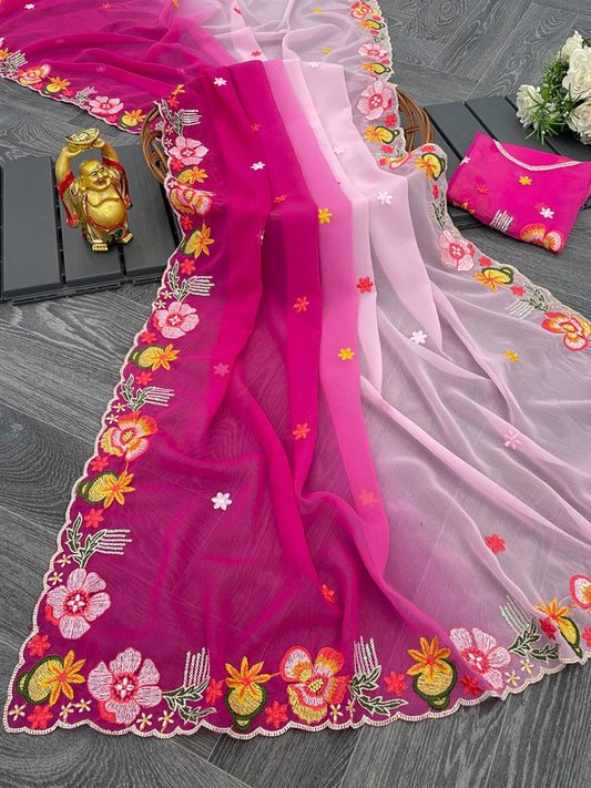 Product Image - Elegant KC-838 Georgette Sequence Saree | Designer Ethnic Wear