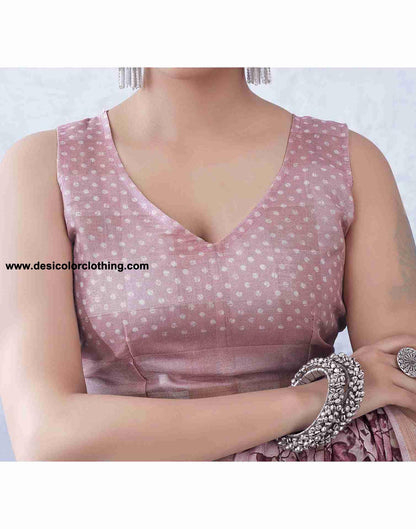 Pink Cotton Printed Saree