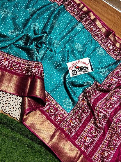 Product Image - Designer Dola Silk Saree with Floral Design & Contrast Border