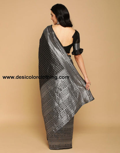 Black Banarasi Silk Saree