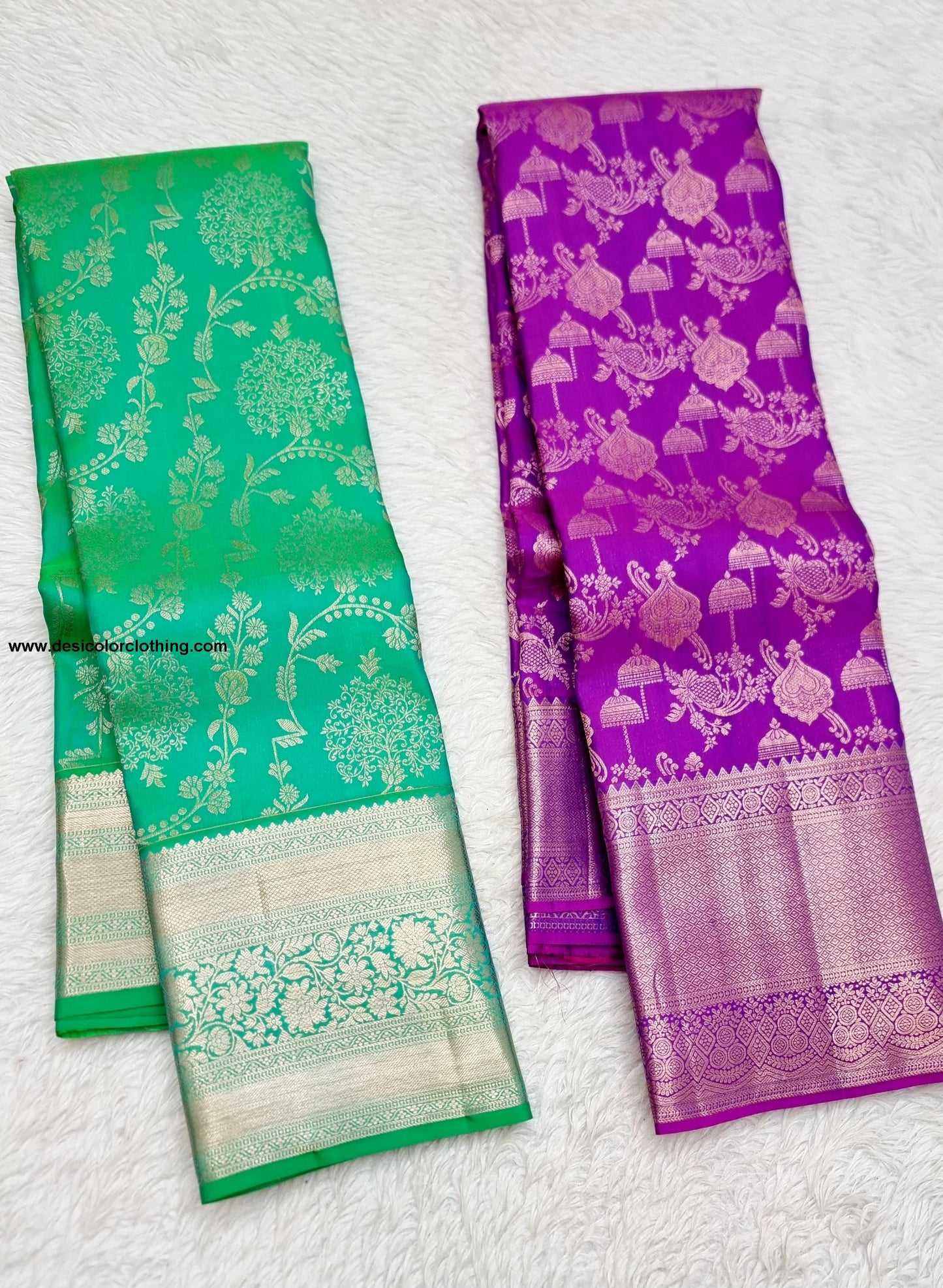 Kanchipuram 100% Pure Handwoven 2G Premium Quality Pastel Colours Unique Design Bridal Silk Sarees