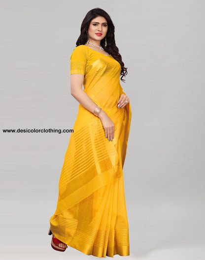 Yellow Cotton Silk Saree | 807S5