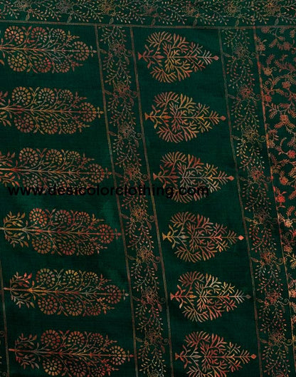 Dark Green Silk Printed Saree