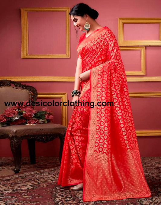 Red Banarasi Silk Saree