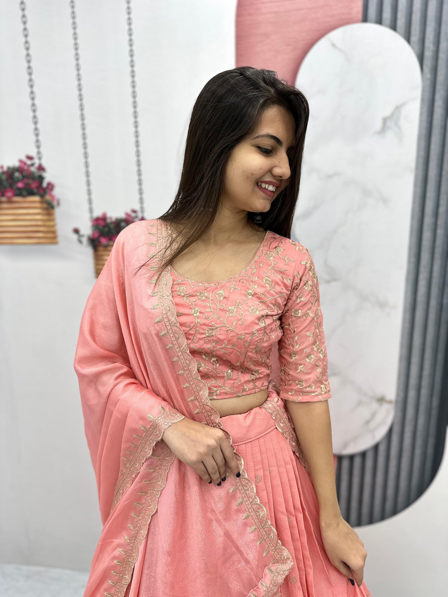 Product Image - Elegant Chinon Festive Wedding Lehenga Choli by Mahant Creation