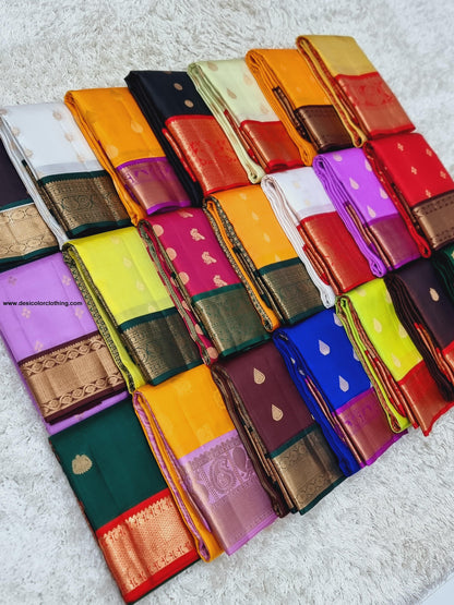 Kanchipuram 100% Pure Korvai Pattern Gold Zari Silk Saree